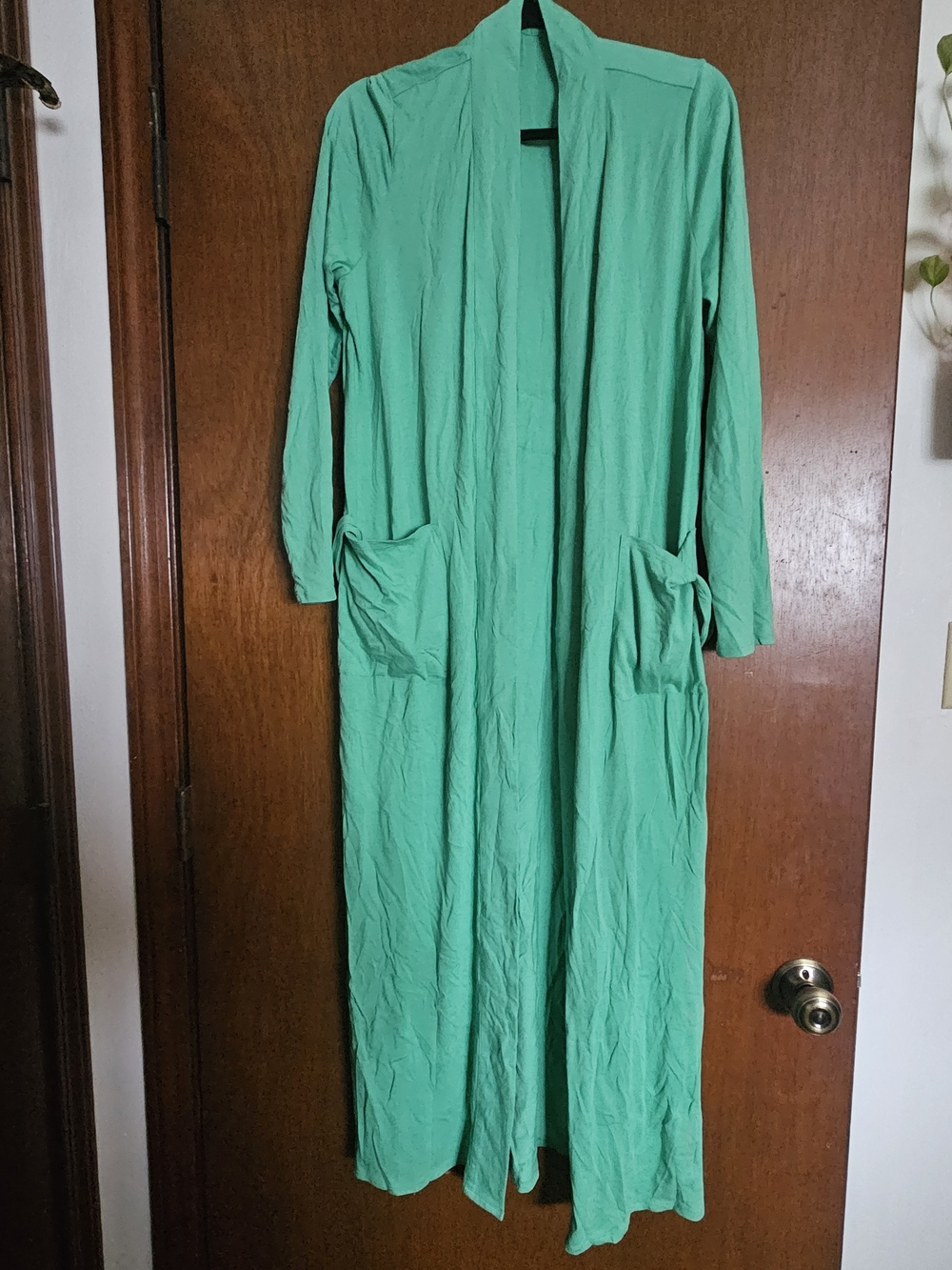 J. Jill Long Open-Front Maxi Robe in Bright Green